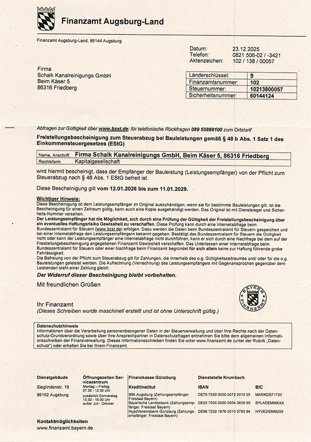 freistellungsbescheinigung finanzamt